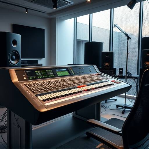 Mesa de mixagem Solid State Logic AWS 948 em um estüdio moderno
