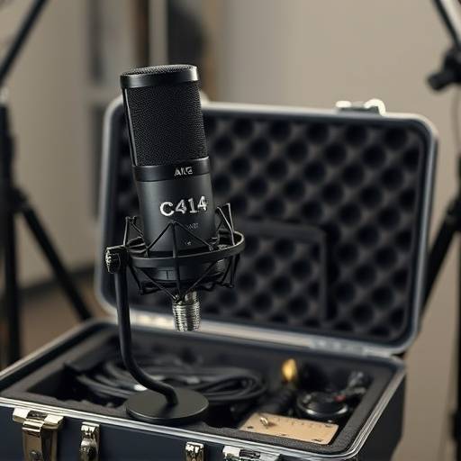 Microfone condensador AKG C414 XLII em um estojo