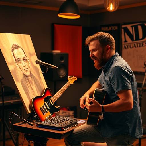 Produtor musical trabalhando com artista em estüdio